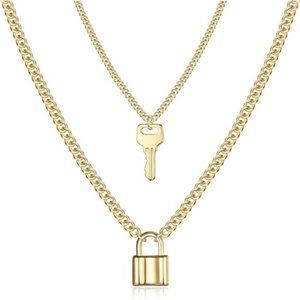 Dainty Layered Choker Necklace, Handmade 14K Gold Plated Y Pendant Necklace